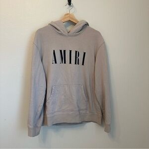 AMIRI Beige Hoodie with Black Logo